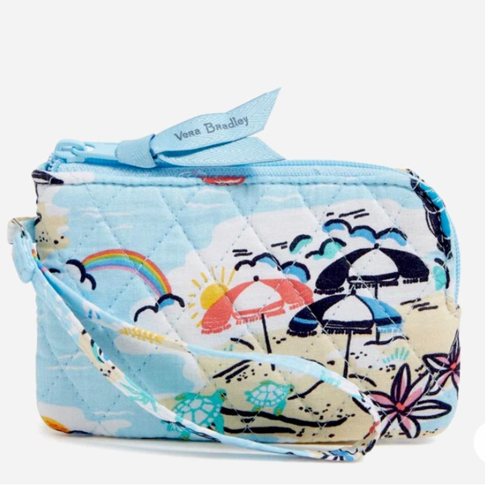Vera Bradley RFID Zip-Top ID Case in Cotton ✨ Beach Treasures | wristlet - Picture 6 of 12